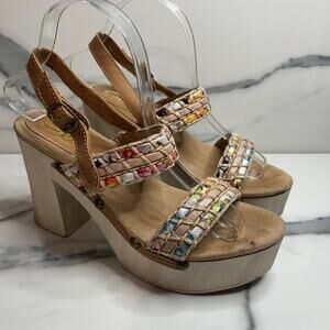 Sbicca Women's Braided Strappy Wood Platform Gwendoline Sandals Sz 40 Sz 9.5